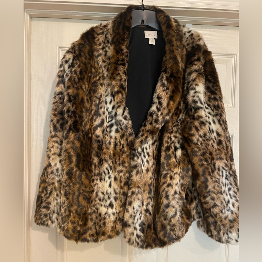 Chic’s Luxurious Faux Fur Leopard Coat NWOT PLUS SZ 20/22
